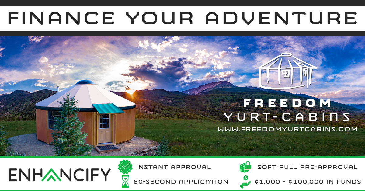 💲Finance Your Adventure💲
Do you have a piece of land that you are hoping to build on? We have great news for you! Freedom Yurt Cabins has partnered with Enhancify. 
👉🏻Apply today enhancify.com/freedom-yurt-s…... 👈🏻