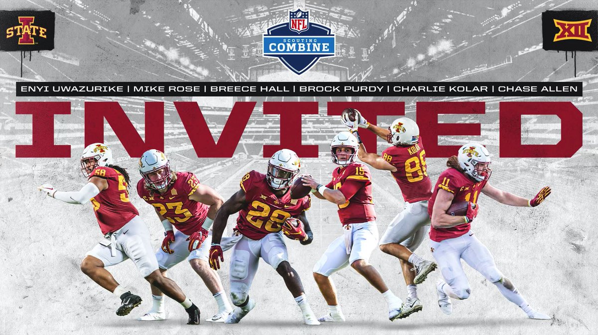 CycloneFB's tweet photo. A school-record 6️⃣ Cyclones received invites to the @NFL Combine. 

🌪🚨🌪 https://t.co/2rTeUxLqBN