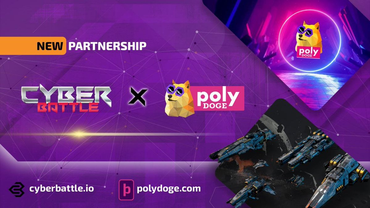 CyberBattleNFT's tweet photo. CYBER BATTLE IS PROUD TO ANNOUNCE OUR PARTNERSHIP WITH POLYDOGE (@Polydoge ) 

This will help strengthen @CyberBattleNFT to gain more traction and reach to expanding in the polygon network, to create exposure and have solid fundamentals.

#Cyberbattle #Polydoge #P2E #Polygon https://t.co/y5Qa9YGWYC