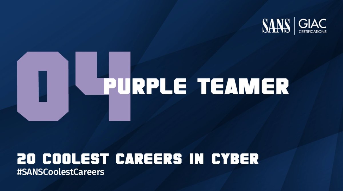 new_2_cyber's tweet photo. Want to work on both cybersecurity defenses & adversaries’ operations to improve #SOCSecurity? Then #PurpleTeamer may be the role for you!
Learn more about this role and all the other #SANSCoolestCareers here: https://t.co/7iHeqaz9rY
#CybersecurityRoles https://t.co/ZrqFUwzqqF