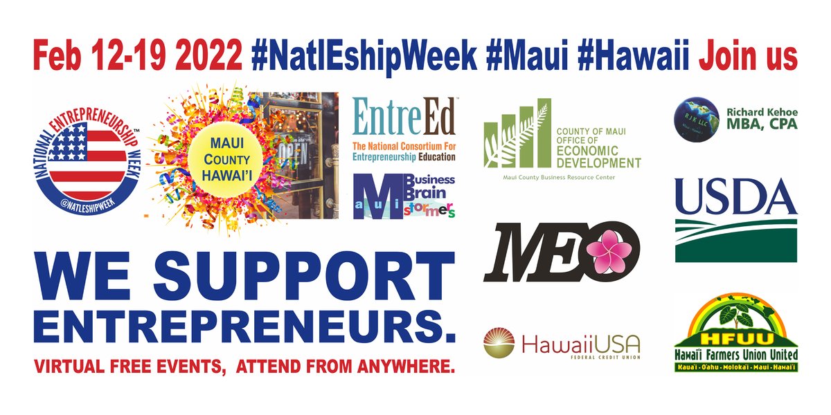 MauiBizBrain's tweet photo. What a productive collaboration!
Our 2022 #NatlEshipWeek #Maui #Hawaii is made possible by team-players based in the following US states:
- Hawaii (Maui &amp; #Honolulu)
- #California
- #NewHampshire
- #NewJersey
- #NewYork
- #Washington
- #WestVirginia
- #Canada (Calgary, Alberta) https://t.co/mv7zw643Mh