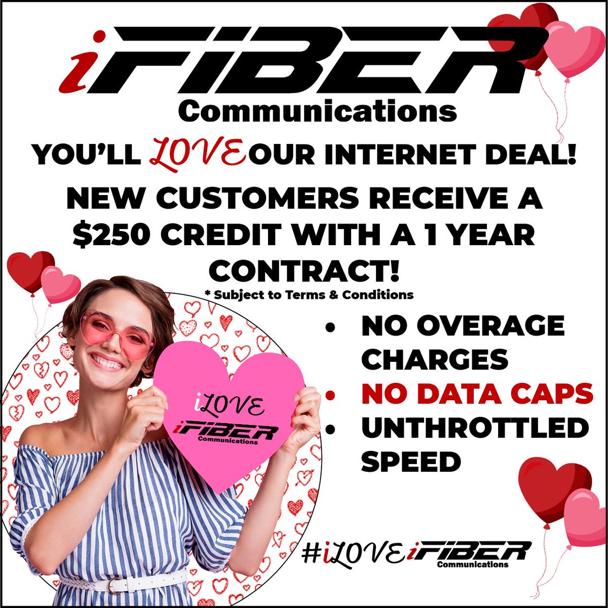 iFIBERComm's tweet photo. #iLOVEiFIBER Internet Deal! New Customers Receive a $250 Credit on a 1 Year Contract! https://t.co/lEzCbpYb9t