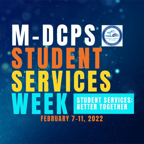 This week we celebrate the <a href="/MDCPS/">Miami-Dade Schools</a> School Counselors, TRUST Counselors, CAP Advisors, Success Coaches, Student Services Support Specialists and all those individuals that support the Student Services teams! Happy Student Services Week! eduvision.tv/l?eAgAmAy  #NSCW22 #SSW2022