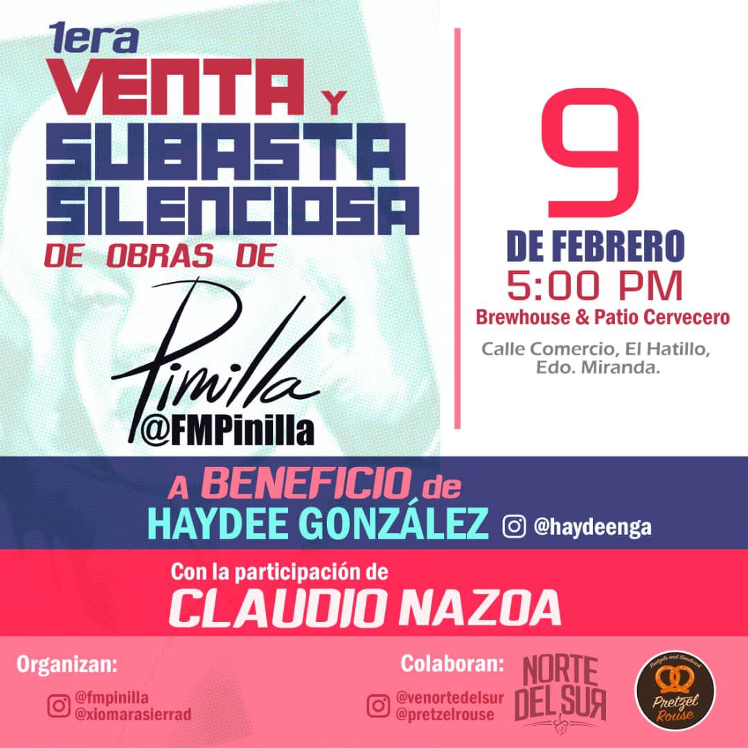 juanjoseojeda's tweet photo. #9feb Acompañaré esta tarde a @FMPinilla y @ClaudioNazoa en la 1ra venta y subasta silenciosa de tres de sus obras a beneficio de Haydee González #subasta #ventadearte #ElHatillo #subastasilenciosa #arte #comics #Guazon #salvadordali #MarilynMonroe #Ayuda #Solidaridad https://t.co/qV1z9CGnjO