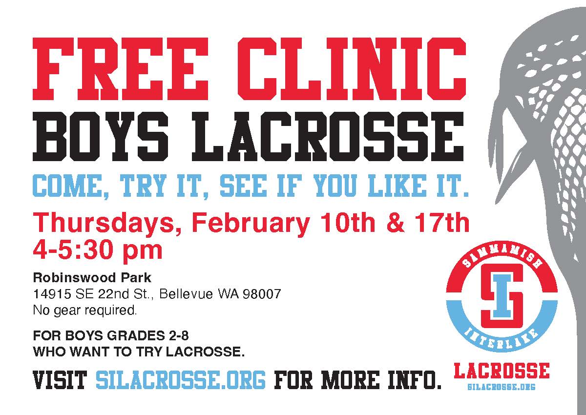 Bennett_PTSA's tweet photo. Sammamish-Interlake Lacrosse is running some free lacrosse clinics this month for boys in grades 2-5 who might want to try lacrosse this spring. #lacrosse #afterschool https://t.co/HJQUM1PGTD