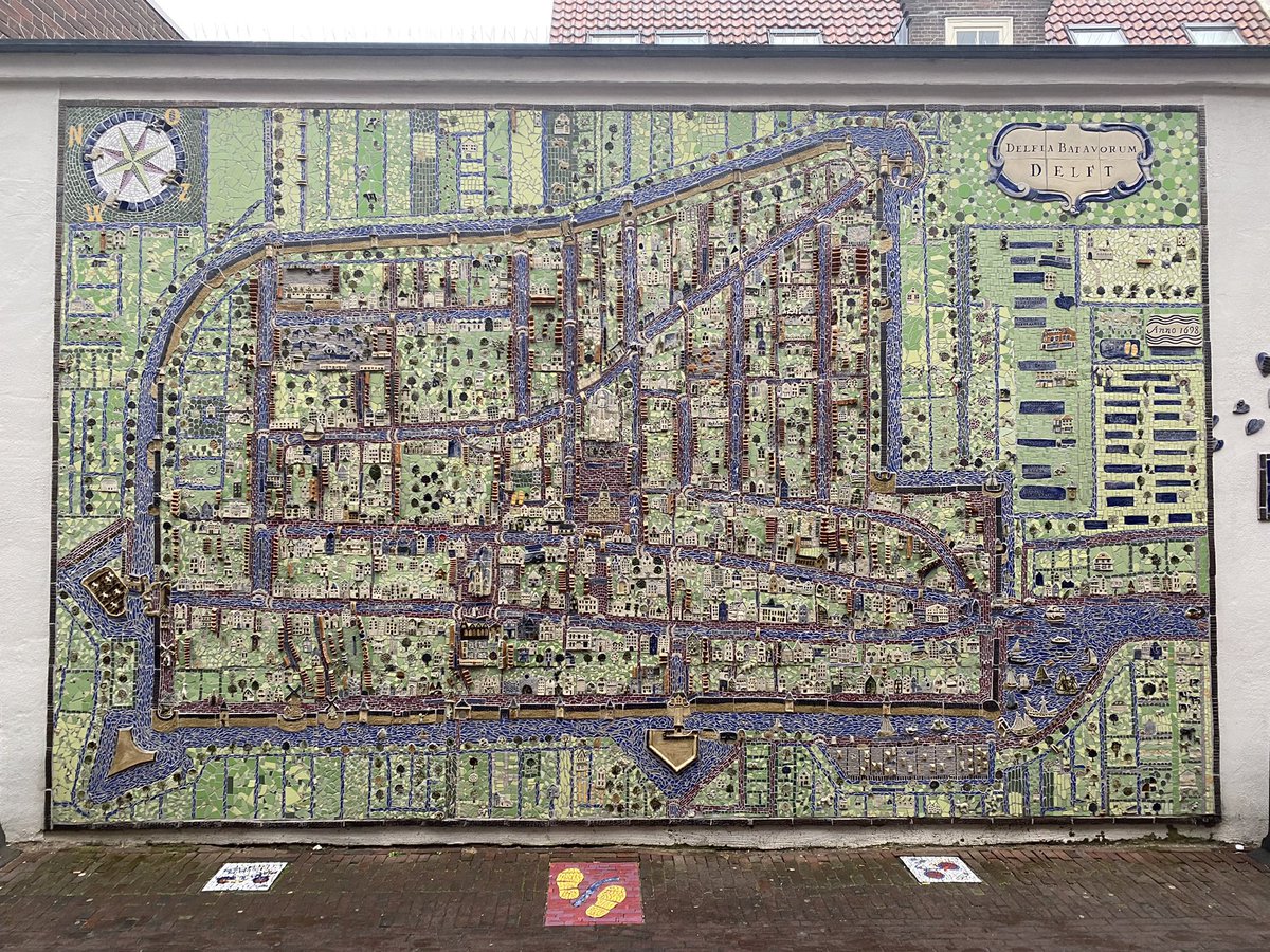 Reindst's tweet photo. Hey @MapsintheWild, has anyone drawn your attention to this gigantic cartographic piece of art yet …?
Genuine ceramic #plan of the #Dutch city of #Delft, based on an adaptation of 17th C. #maps by #Blaeu and #Janssonius.
@smashingtiles
https://t.co/nMjnDtRFx1 https://t.co/aSoKNzD3kv