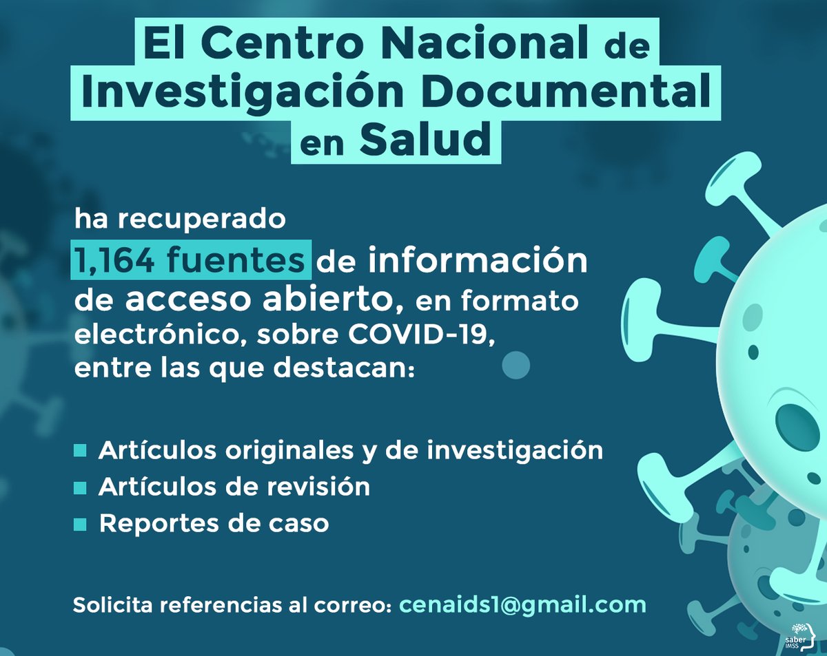 Saber_IMSS's tweet photo. #ResidenteIMSS 🩺🧠 #ProfesionaldeEnfermeríaIMSS, 
¿Deseas recibir referencias bibliográficas?
Solicítalas al correo: cenaids1@gmail.com 

#CENAIDS https://t.co/i6DMm0Yxeu