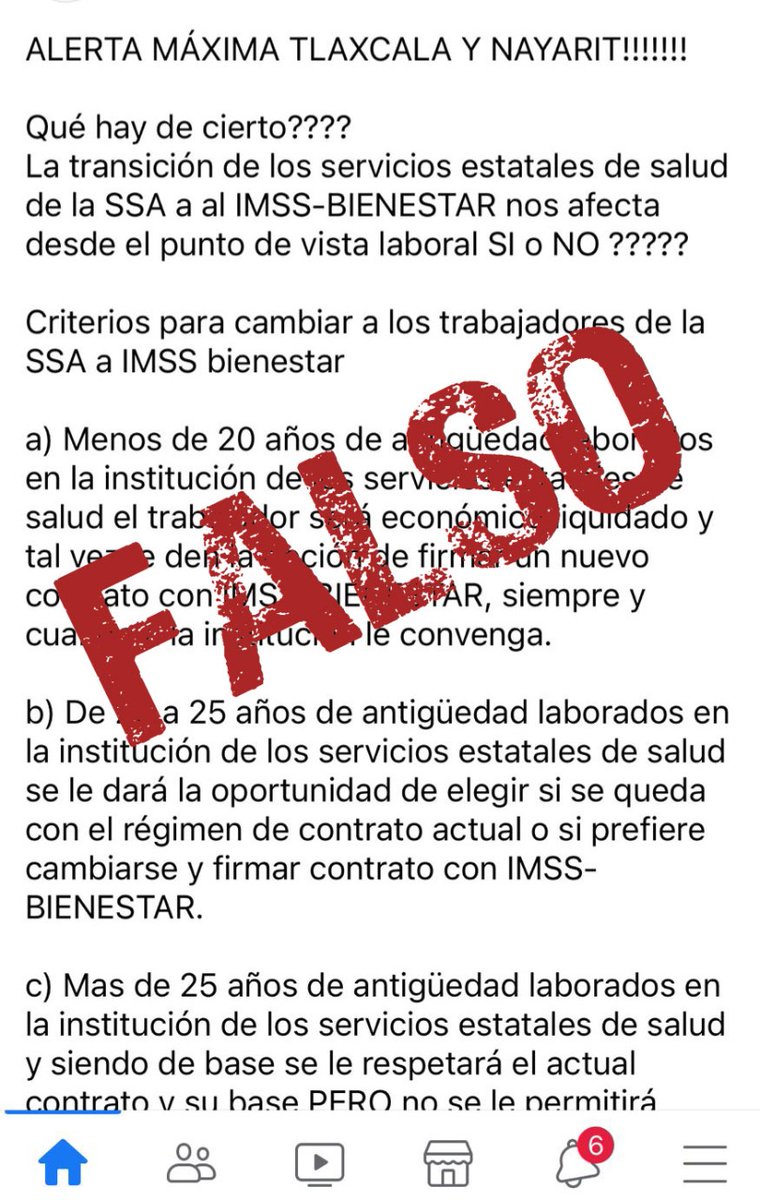 Tu_IMSS's tweet photo. Es FALSA la INFORMACIÓN que circula en redes sociales sobre el traslado de trabajadores de los servicios de salud estatales a #IMSSBIENESTAR. https://t.co/By3b3IwTeG