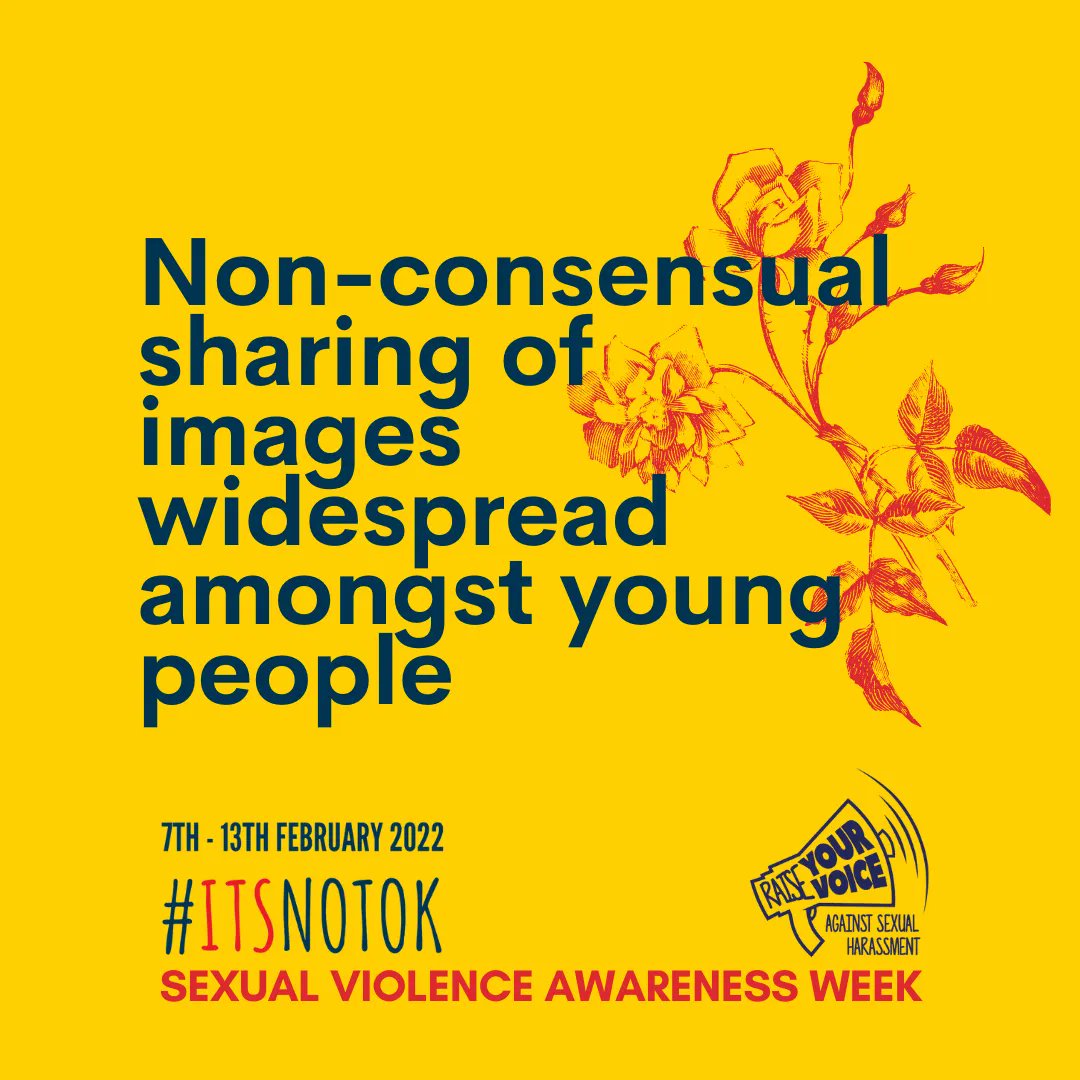 Image-based sexual abuse is a violation of the victim's privacy and autonomy. Young people rarely report image-based sexual abuse but research has shown that they are victims of it often, particularly young women and girls.

#SexualViolenceAwarenessWeek #EndSexualViolence