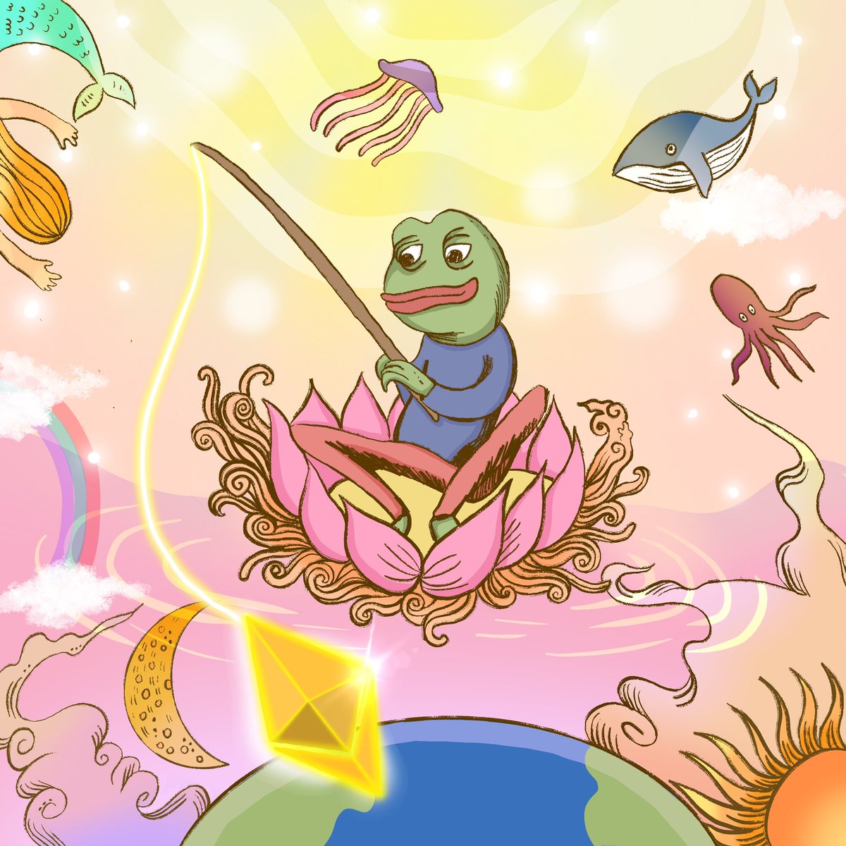 🐸Pepe in the Lucid Dream🔮

Pepe lives in where dreams meet reality. 

foundation.app/@annawnobu/fou…

#pepe #pepenft #pepethefrog #nft #nftart​ #nftcollector​ #nftcommunity​​ #nfts​ #ThaiNFT #frog #illustration