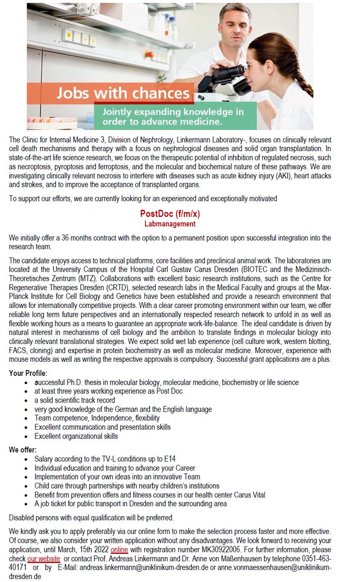 We are looking for a Senior Postdoc/Labmanager. 
!!!Please apply!!!