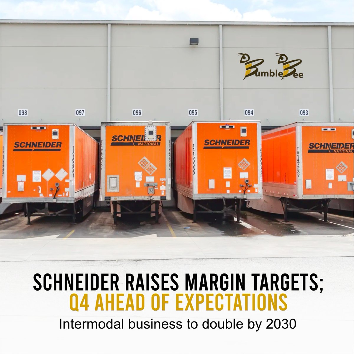 Schneider raised margin targets for its truckload and intermodal segments and issued full-year 2022 guidance ahead of expectations Thursday.
---
Learn more: 👉 bit.ly/3HH1bOC
.
#onestopshop #bumblebee #logistics #transportation #transportationservices #academy