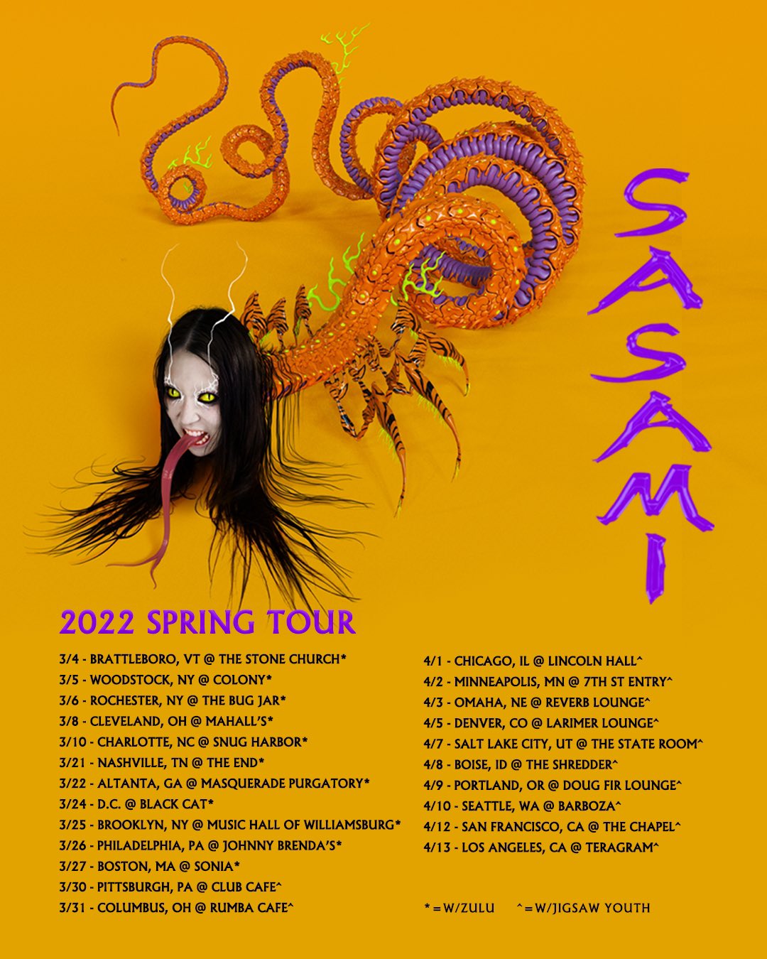 Sasami Excited To Finally Announce Support Bands For My Tour Zululosangeles March 4 27 Jigsawyouthband March 30 April 13 Stoked To Be At Their Set Every Night Do Not Miss T Co Yp9mvpr9a7