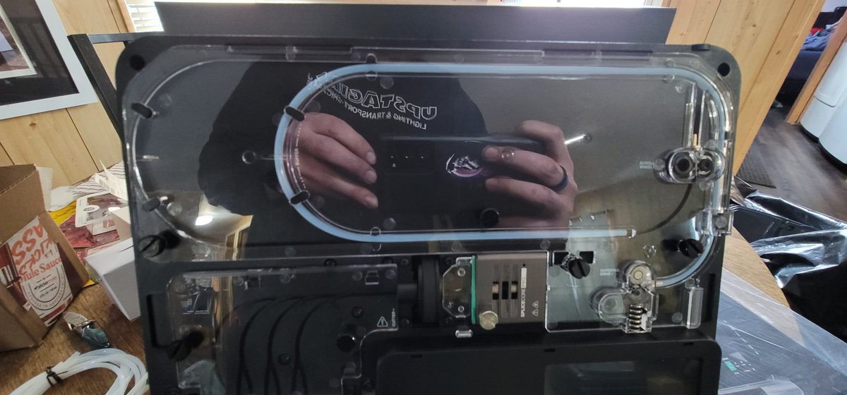 petom0's tweet photo. By far the biggest investment I've ever made into my 3D printing hobby / side business, but I'm totally nerding out over this thing. This is the Palette 3 Pro, and will let me do up to 8(!) color 3D prints with my existing printers. So excited to play around with this 😁 https://t.co/FKge2iM8th