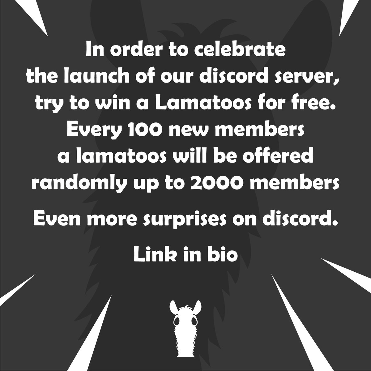 lamatoos's tweet photo. Want to win a Free Lamatoos NFTS ??? #NFT #Discord https://t.co/ksGswXKwt0