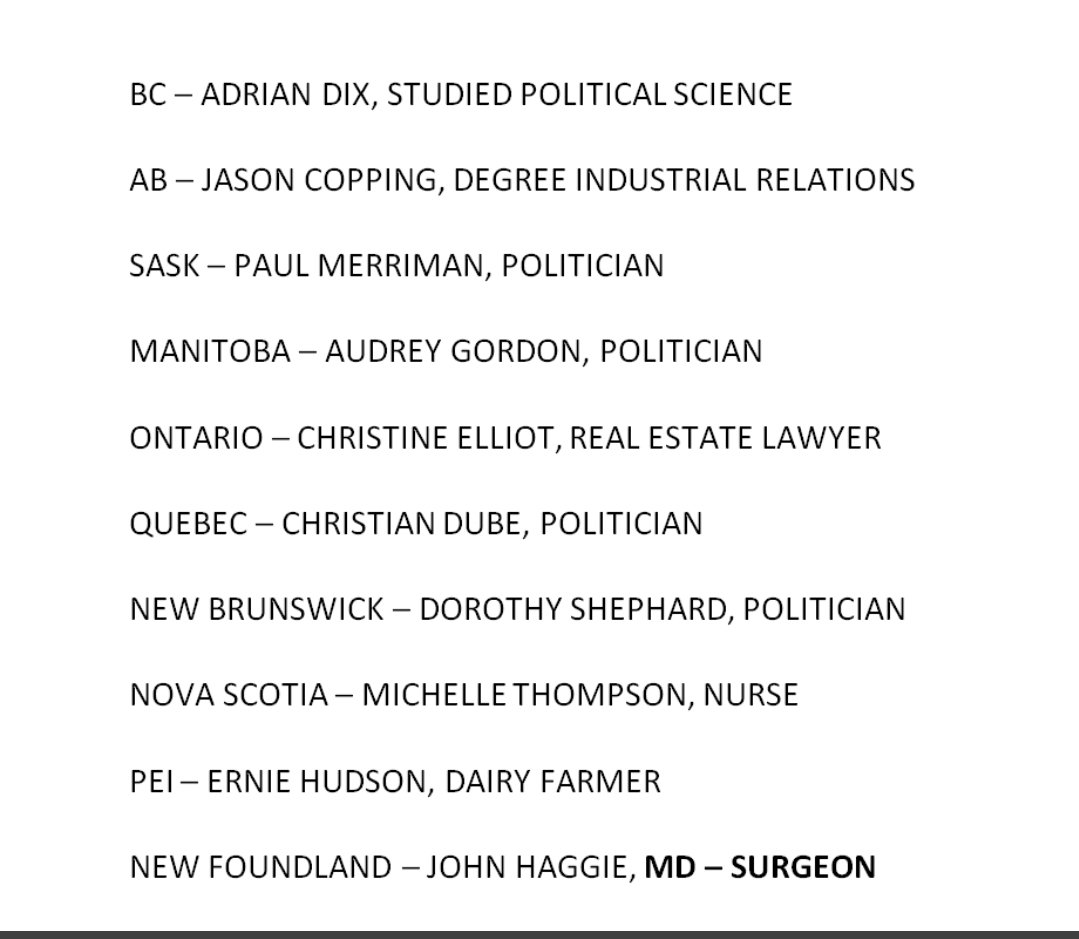 truthtruck's tweet photo. The actual expertise of Canada's Provincial Health Ministers
Now you know why we have been screwed. https://t.co/upq3wgBzZQ