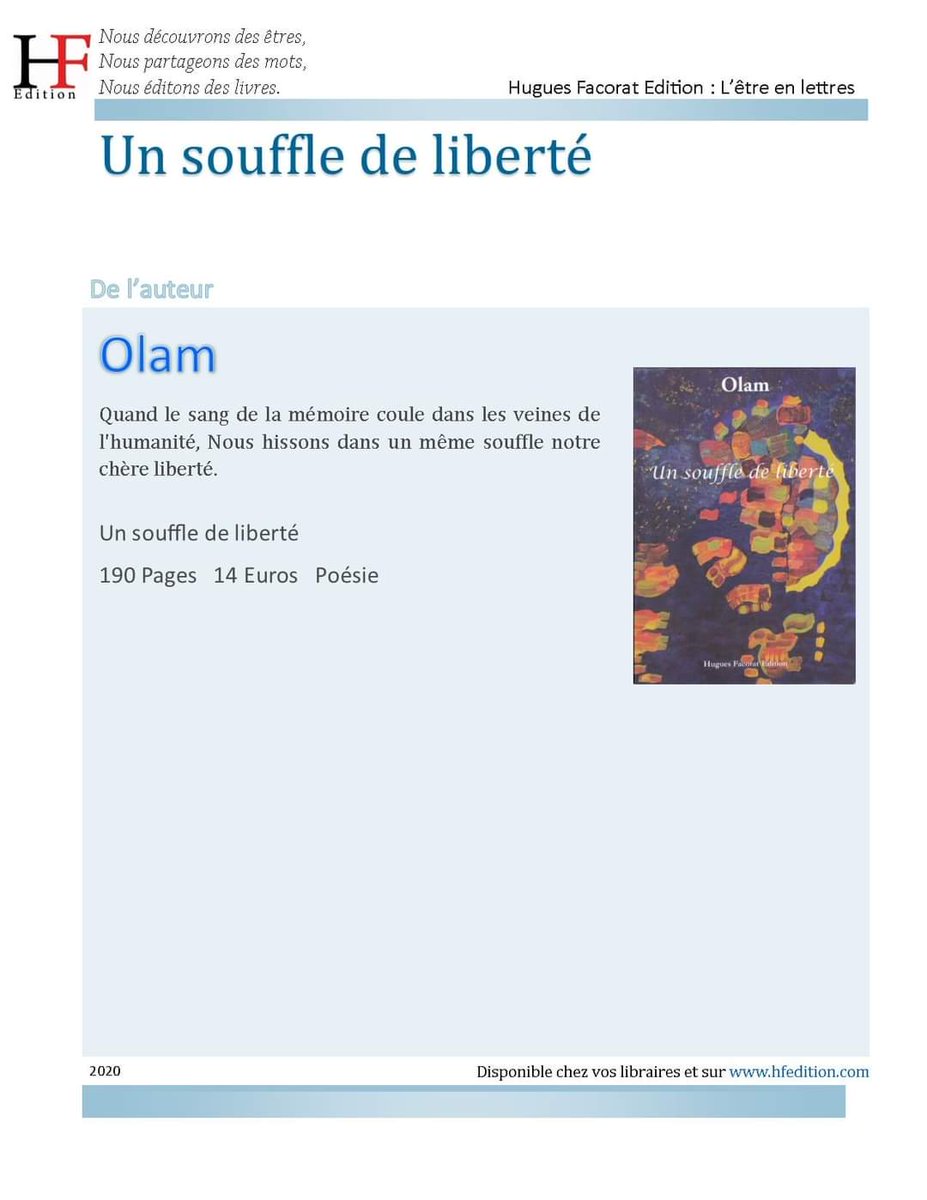 HFacoratEdition's tweet photo. Toujours #disponible chez Hugues Facorat Édition. https://t.co/iCX4cva0Bb #maisondédition #poésie #auteur #poète #livre #lecteur #lecture #lectrice #littérature #littéraire #comptedéditeur #mots #liberté https://t.co/kTzJP3xit9