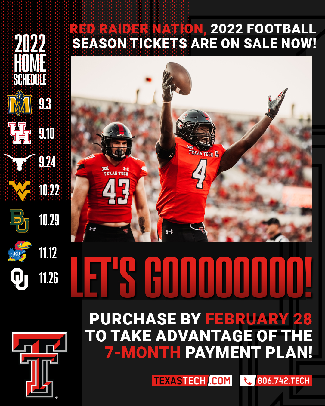 Texas Tech Football 2022 Schedule Texas Tech Tickets (@Ttutickets) / Twitter