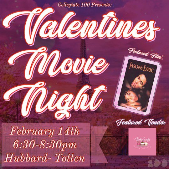 NCCU100's tweet photo. Collegiate 💯 presents movie-night featuring “Jason’s Lyric” in the Hubbard-Totten. Come enjoy the movie with your partner or alone as we will have @_babyykakes vending cupcakes 🧁😄. (Doors open at 6:30 and movie starts at 7pm. Signing in and wearing mask is mandatory). https://t.co/xoKdgY3ijE