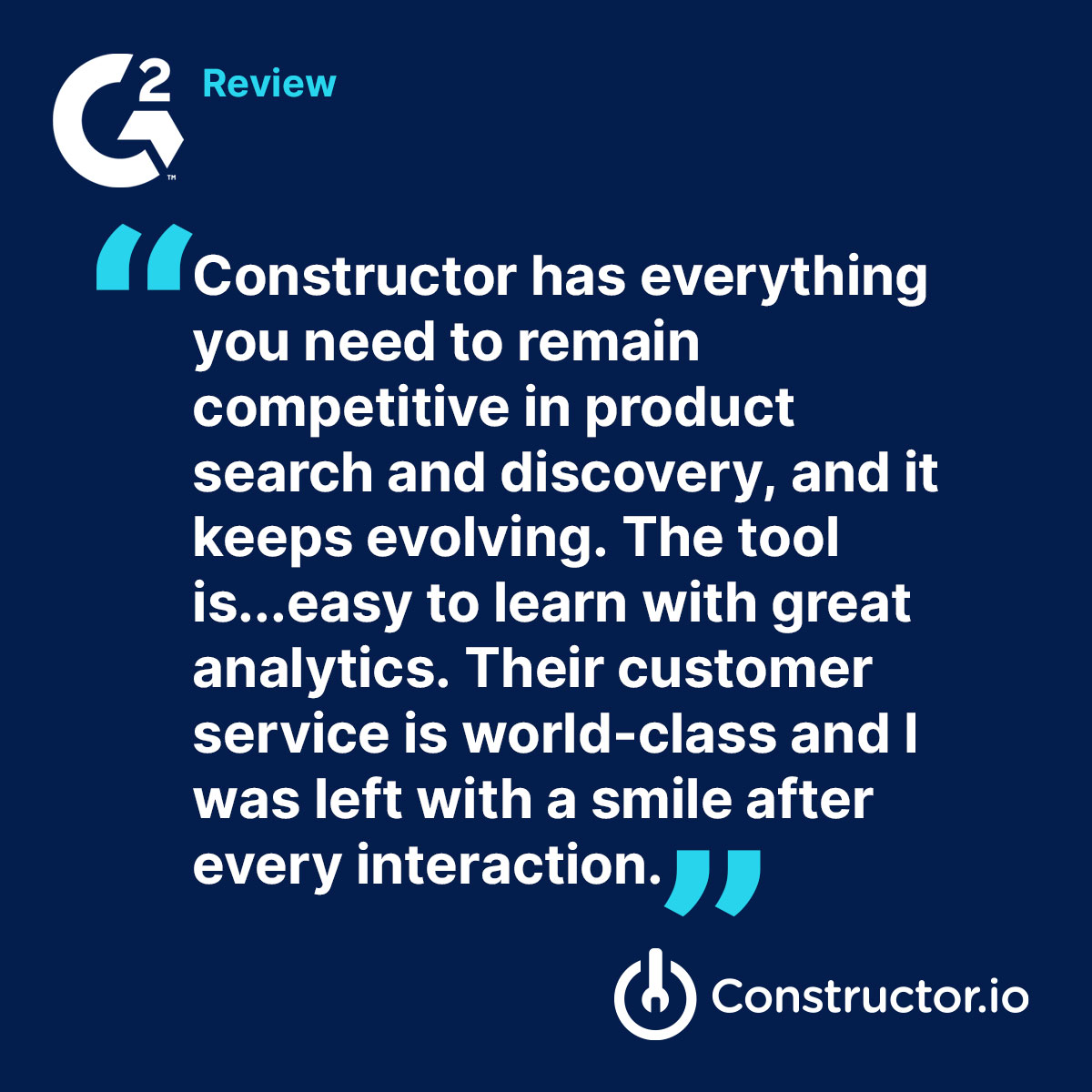 constructor_io's tweet photo. Putting personalization in customer experiences, lifts in ecommerce KPIs, and smiles on merchandisers' faces. Another mission accomplished. 🙌
#ConstructorSearch #ProductDiscovery #Personalization https://t.co/35frl26f6Y