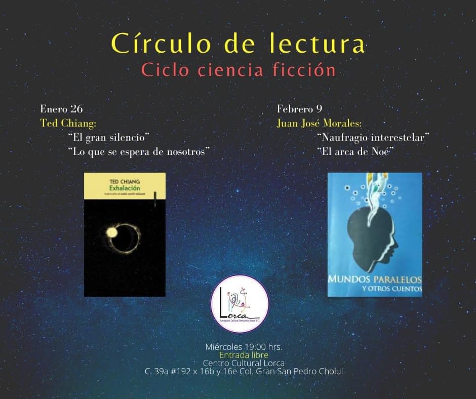 YucatanPresenta's tweet photo. El Centro Cultural Lorca te invita a participar en su #CírculoDeLectura cuya sesión de hoy forma parte del ciclo Ciencia Ficción. 
La cita es en el espacio ubicado en la calle 39a por 16e y 16b Colonia Gran San Pedro Cholul. https://t.co/ycGAIwoGzs