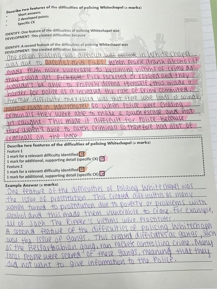 mrfitzhist's tweet photo. 4 mark questions can get neglected when trying to nail the 12/16 markers. Inspired by the recent feedback posts of @MrThorntonTeach and @MissHensonHist I’ve put together a format that is quickly marked, key criteria is identifiable and space for a WAGOLL example. #historyteacher https://t.co/wQFufCbIX5