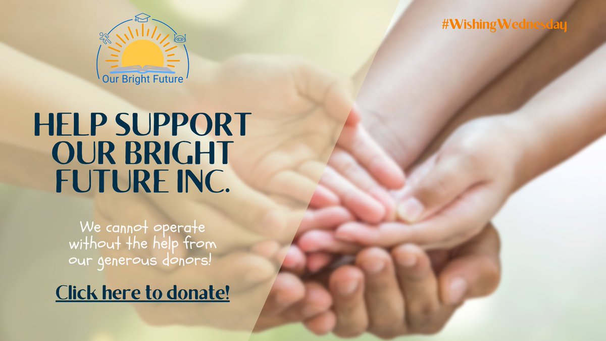 Ourbrightfutur1's tweet photo. #WishingWednesday
“It's not the amount that matters but the meaning behind your donation.” - Unknown
#ourbrightfuture #OBF #nonprofit #smallprofit #donations #giveback #children #STEM #wednesdays https://t.co/zk4b0F0m4z