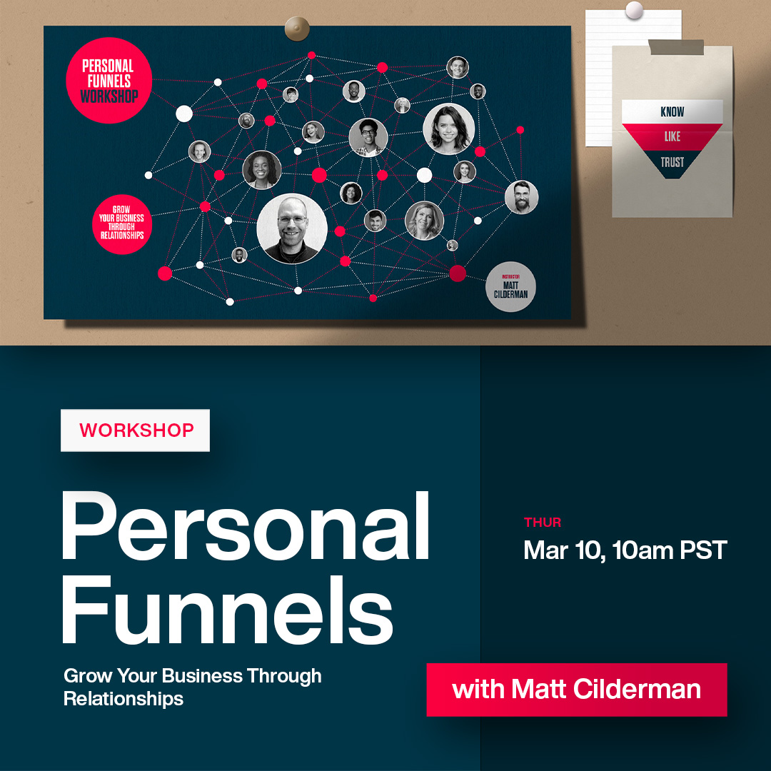 thefuturishere's tweet photo. Change your relationship status with new leads from “it’s complicated” to “happily ever after” with our new workshop, Personal Funnels: Grow Your Business Through Relationships, hosted by Matt Cilderman, happening Mar. 10. Save $30 before Feb. 24! https://t.co/fFEl36XFcI https://t.co/qL6SLExYky
