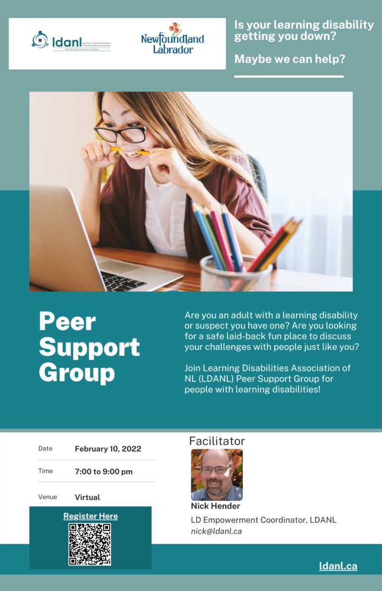 LDANL's tweet photo. Adult LD Support Group Thursday Feb 10th at 7 pm.  Join in the conversation!  Email nick@ldanl.ca for the link. https://t.co/VksNfQxY2M