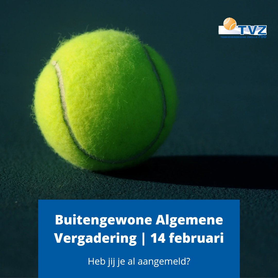 Aanstaande maandag, op 14 februari, is de Buitengewone Algemene Vergadering. Aanmelden kan nog t/m uiterlijk morgen. Tijdens de vergadering wordt er gestemd over de aanleg van twee nieuwe padelbanen én het vernieuwen van tennisbanen 8 &amp; 9.