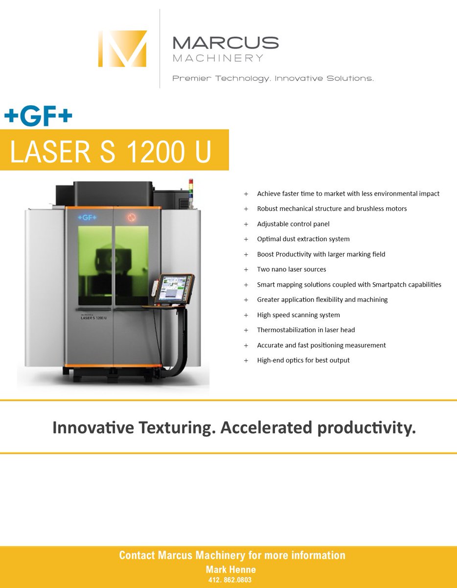 MarcusMachinery's tweet photo. A highly efficient, fully digital, all-in-one Laser texturing solution conceived to help you achieve the desired texturing quality without compromising productivity.
@GFMS_HQ's LASER S series, is setting a new milestone and making it possible!
#manufacturing #GFMS #lasertexturing https://t.co/dkWRsk3MeF