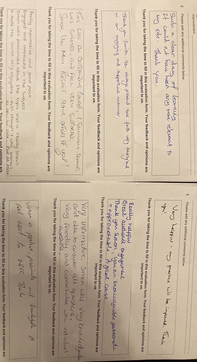 Alway nice to receive positive feedback after a course.