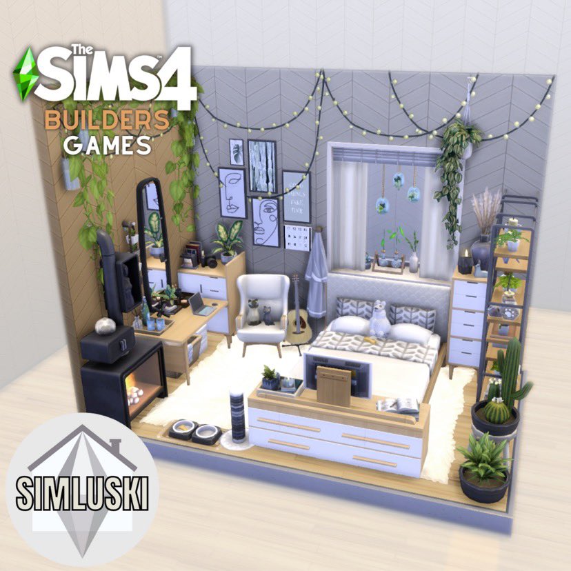 SimLuski's tweet photo. I have posted the first intro to #ts4buildersgames! So exited to be chosen to participate in this build challenge hosted by @jubiesims 🤍

This is typical me, my style, some my interest like my lovely furry friends, camera, all my plants and my cozy warm bed. Hope you like it!🌿 https://t.co/7vJPl0Spiq