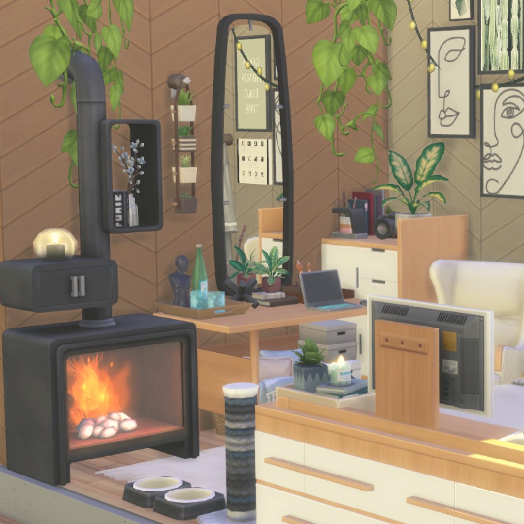 SimLuski's tweet photo. I have posted the first intro to #ts4buildersgames! So exited to be chosen to participate in this build challenge hosted by @jubiesims 🤍

This is typical me, my style, some my interest like my lovely furry friends, camera, all my plants and my cozy warm bed. Hope you like it!🌿 https://t.co/7vJPl0Spiq