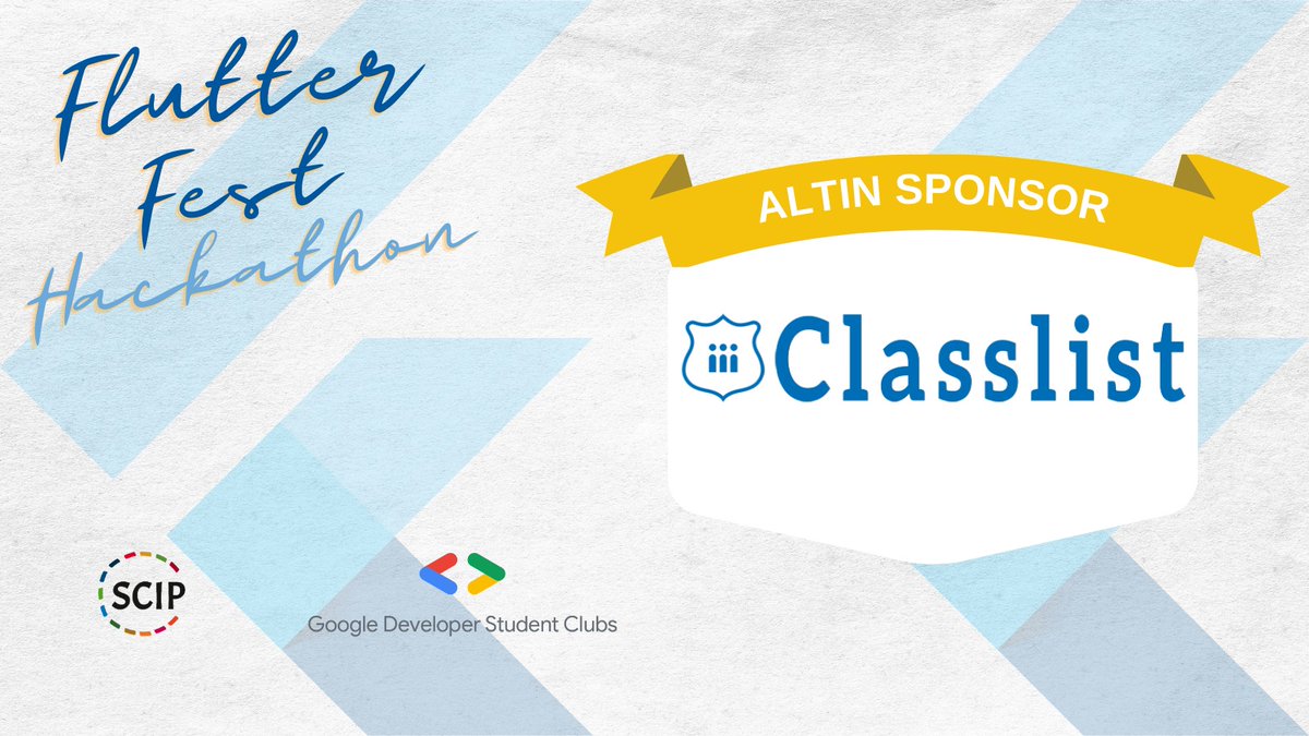 Here are our Gold Sponsors who supported us in the Flutter Hackathon.✨

Thank you <a href="/goClasslist/">Classlist</a> for being the Gold Sponsor for us 🎊

If you are interested in Flutter or say you have good ideas, join the Hackathon 💫

For more information:
🔗 flutterfestivali.com