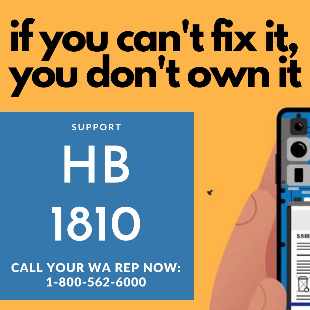 joshuahailkim's tweet photo. If you can't fix it, you don't own it #RighttoRepair #waleg @43rdDems https://t.co/gu8KRgC7UK