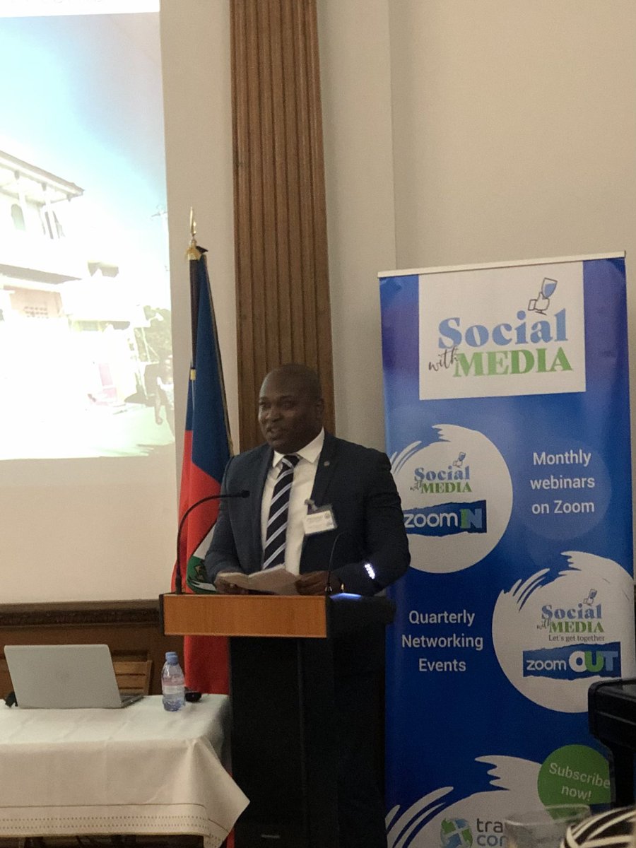 HelloMrsBell's tweet photo. Wonderful to hear the ambassador of the @haitiembassy declare that the beautiful #haiti is open! #SWMZoomOut #tourism @embassyhaitiuk https://t.co/kLJmQGQ8Ko