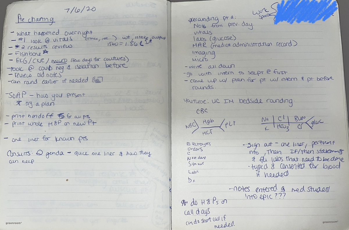 Found my notes from day one of my IM rotation when I literally had no idea what I was doing…. I’ve definitely come a long way since then 😂