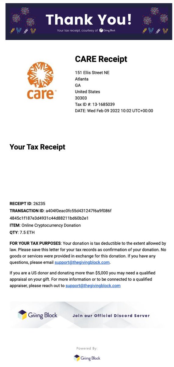 CryptoHobos's tweet photo. We made a 7.5 ETH donation to @CARE 🚀

We agreed that our funds would proceed to the Afghanistan refugee protection program in honor of our biggest holder @pranksy, who supports Afghan people with different significant charity actions.

Thanks to the @TheGivingBlock for help! https://t.co/CdTMU5uJZ5