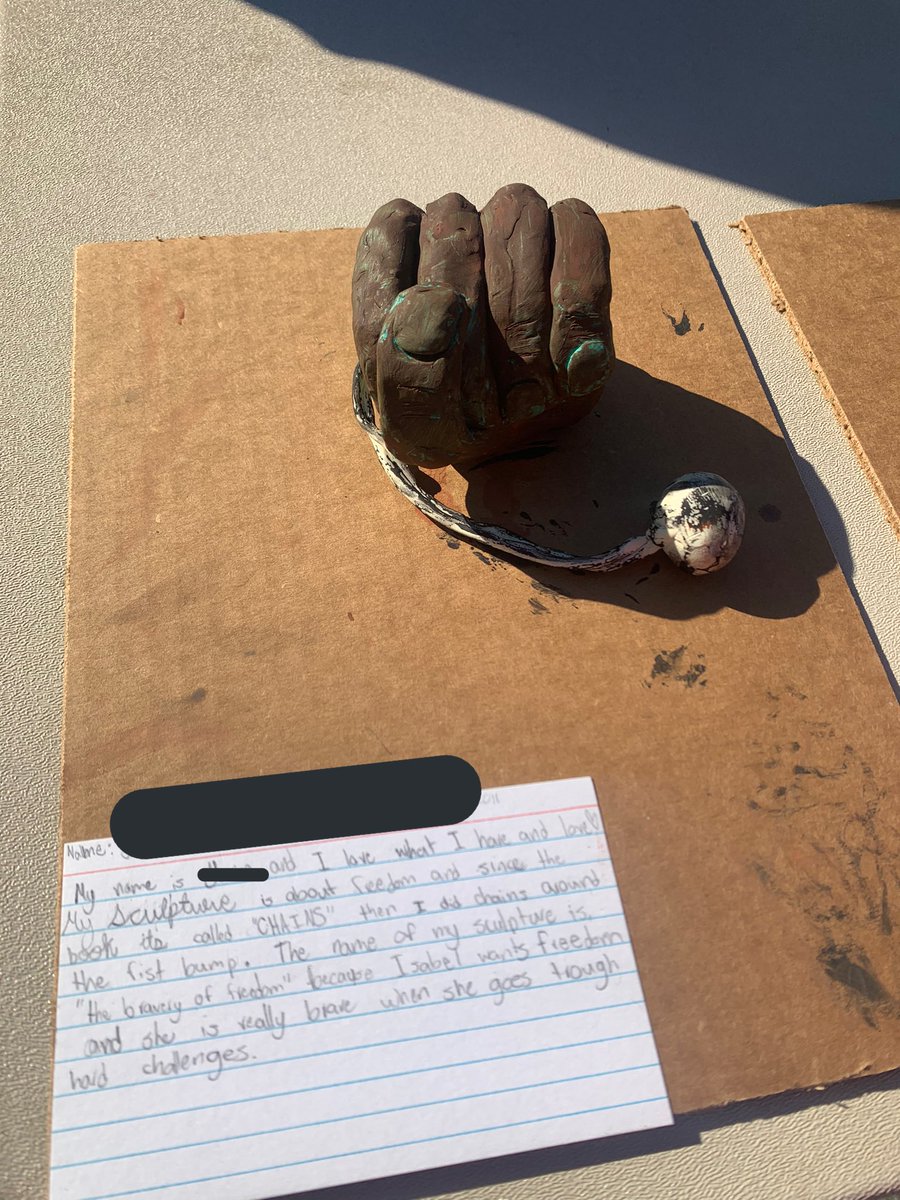 Check it out❗️❗️❗️                       Our 5th grade artists showcased their understanding of their novels this unit with sculptures that connect to their theme! I am so proud of all of their hard work and creativity!! 📚🎨🖌#marsstars <a href="/jenifer_crisp/">Jenifer Crisp</a> <a href="/_msrichards/">Jocelyn Richards</a>
