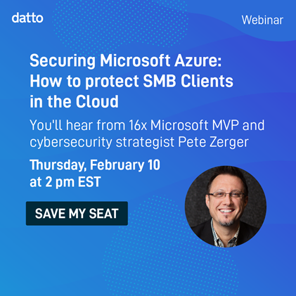 If you're a  Microsoft CSP partner trying to stand out from the crowd in the security space, I’ll be speaking on the topic with my friends at Datto in a free webinar this Thursday at 2pm EST. lnkd.in/g-tXhZfK