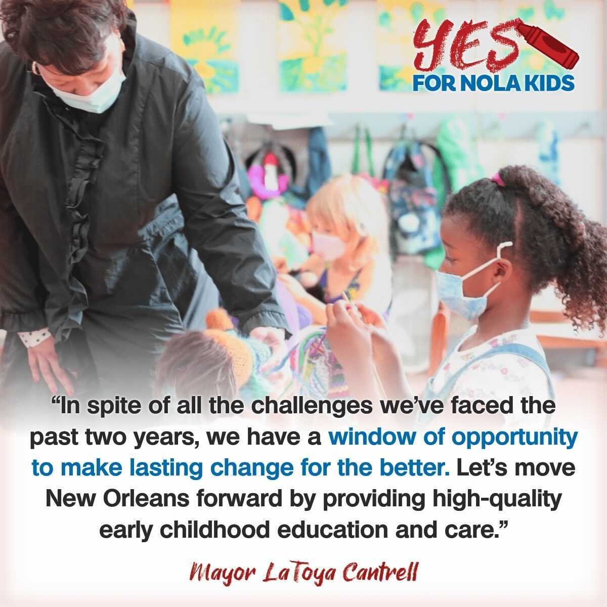 Since Mayor <a href="/LaToyaForNOLA/">LaToya Cantrell</a> took office in 2018, the people of New Orleans have invested nearly $7M to expand access to quality early childhood education. Learn more about why you should vote YES on April 30 at yesfornolakids.com. #NOLA #NewOrleans #YESforNOLAKids