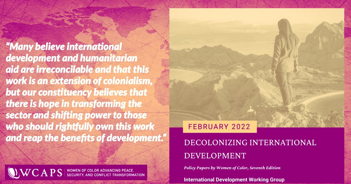 .<a href="/WCAPSnet/">Women of Color Advancing Peace and Security</a> Working Group releases policy papers calling for decolonization of the International Development sector. issuu.com/wcapsnet/docs/… #internationaldevelopment #decolonizeaid #policyreform