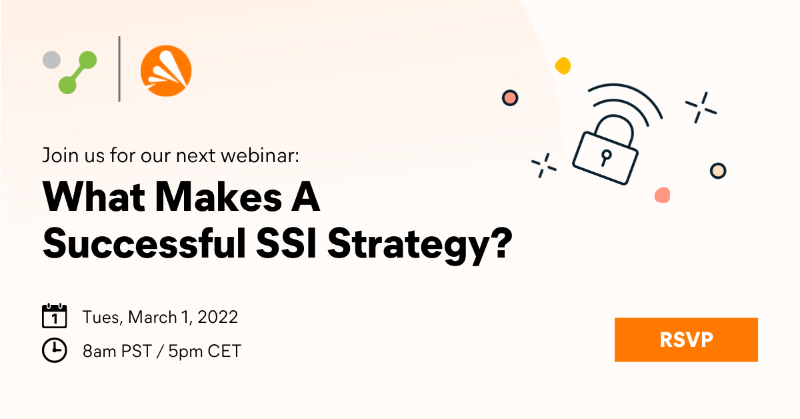 evernym's tweet photo. Wondering how to get started with self-sovereign identity? 

Join us on March 1st for our next webinar, where @actobin and @jamiedsmith will discuss the key questions to consider when designing your SSI strategy.