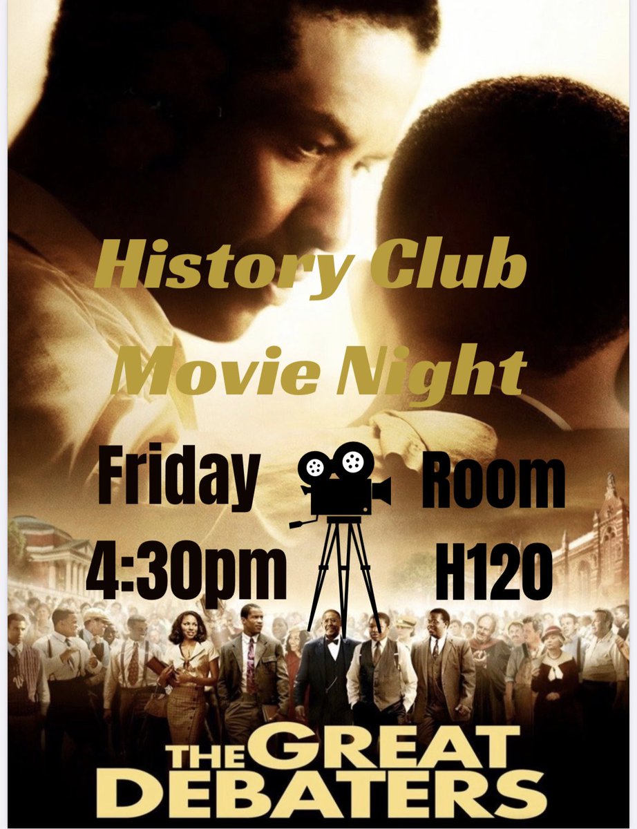 HistoryOhs's tweet photo. Make sure you attend the movie night this Friday! The History Club is going to be giving out popcorn and drinks! You won’t want to miss it! https://t.co/XitD95wMm0