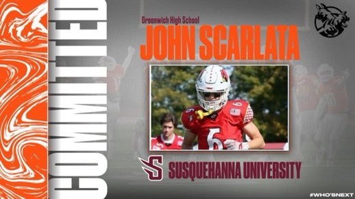 JohnScarlata1's tweet photo. Super excited to announce my commitment to Susquehanna! Go River Hawks🟠⚪️ @GreenwichFB @coachmorello77 @coachjoyner24 @SUCoachPerk @CoachGaines_1 @ALU42Athletics @wellfit20 https://t.co/pAZAd1YMgS
