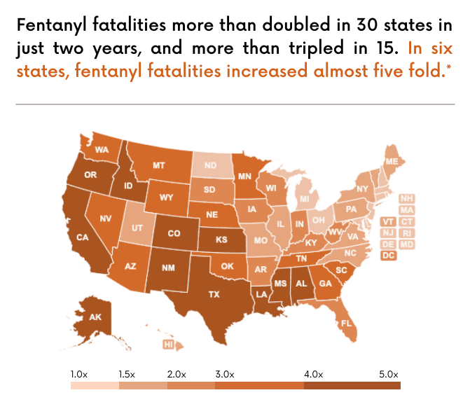 @jaketapper Fentanyl poisoning deaths doubled in just 2 years and tripled among teens. 

Check out our report.
familiesagainstfentanyl.org/states #overdosedeaths
#FentanylChangesEverything