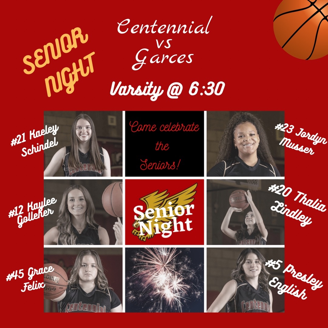 LadyGhawksBball's tweet photo. Senior Night tonight at Centennial High School. Please come show your support for this amazing senior class of student athletes. @CentennialHawks https://t.co/CbuUKNSvJ7