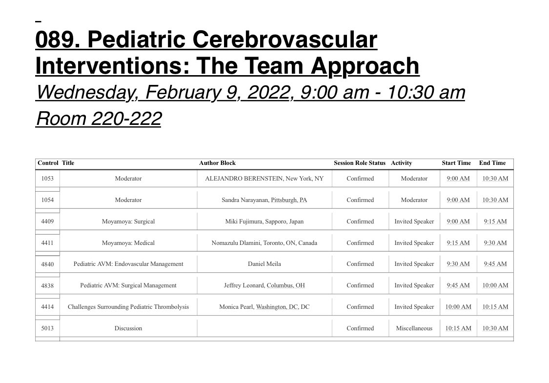 I had the honor to give an invited presentation today at the #ISC22 #isc2022 about endovascular management of pediatric AVM in the session #PediatricCerebrovascular Interventions: The Team Approach <a href="/SandraNarayanan/">Sandra Narayanan, MD, FAHA, FANA, FSVIN, FAAN</a> This session will be available for virtual attendees within 24h