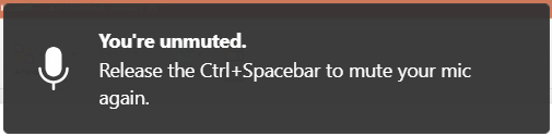 DonovanBrown's tweet photo. How did I not know that in @MicrosoftTeams I could hold Ctrl+Space to temporarily unmute! Very convenient! https://t.co/eElODGV5zd